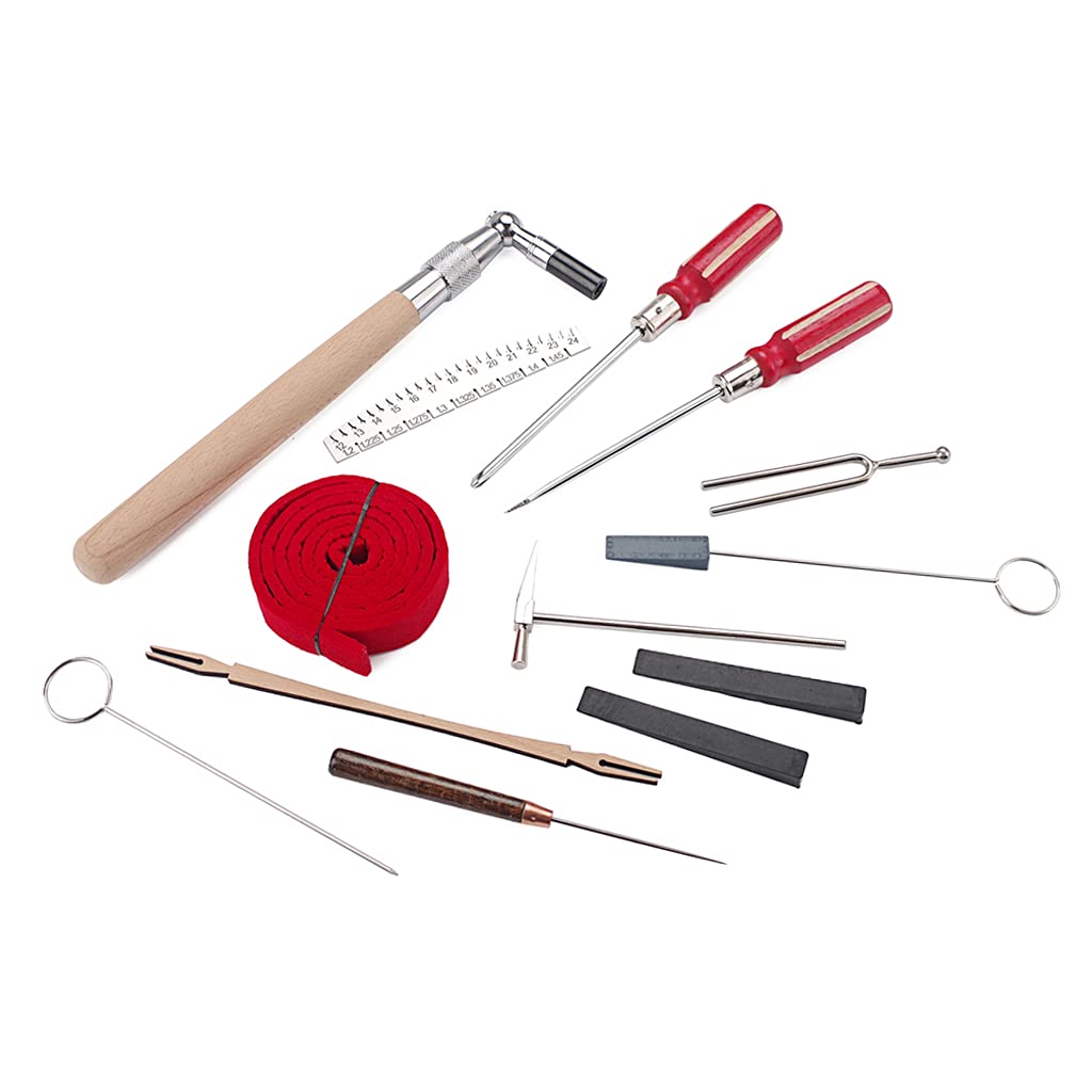 Alnicov Kit de afinación de piano,14 piezas,herramientas de sintonización que incluye llave de afinación universal para piano,mordazas de goma,tira de temperatura,tenedor de afinación con funda