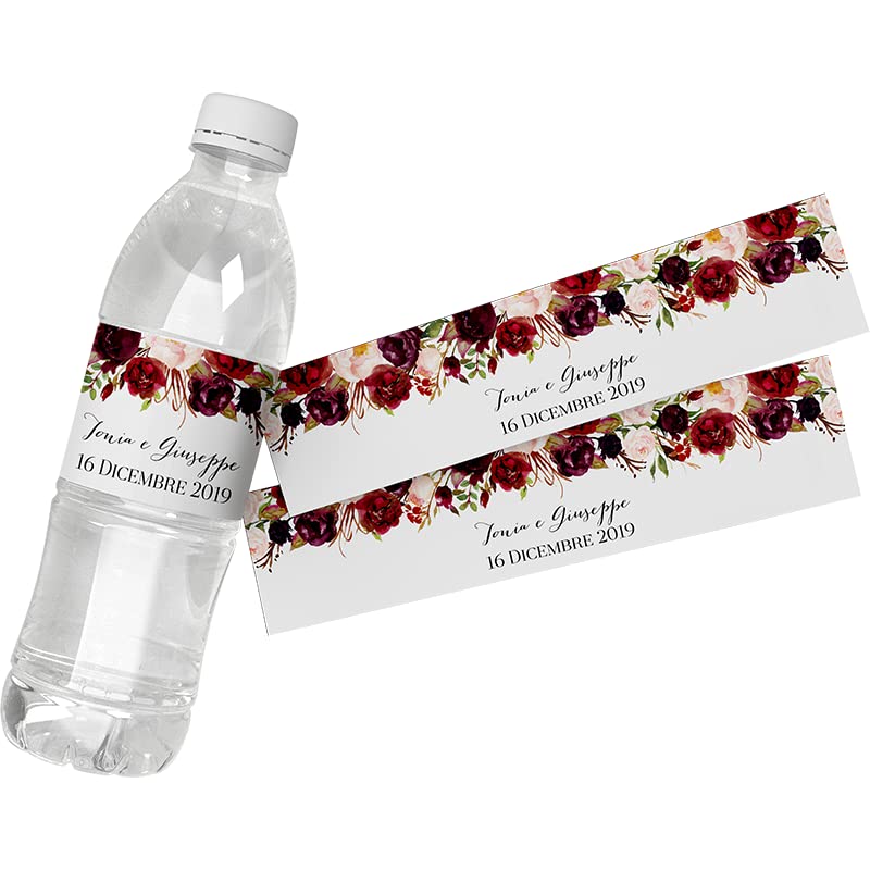 30Pcs Personalized Custom Personalized Floral Wedding Water Bottle Labels Stickers Birthday Anniversary Bride Show Graduation (G)