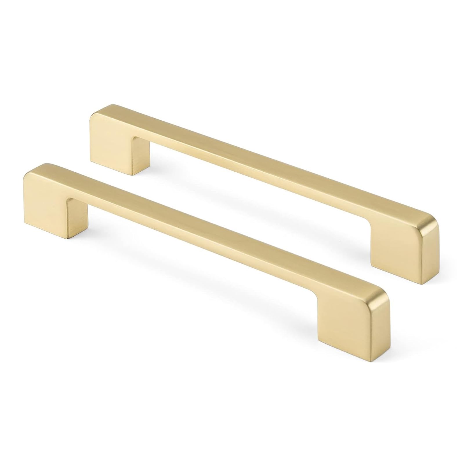 Rergy Cabinet Pulls Gold Handles for Cabinets, 10Pack Gold 6-1/4inch Hole Center, Square Drawer Hardware Zinc Alloy Dresser Handle for Cupboard