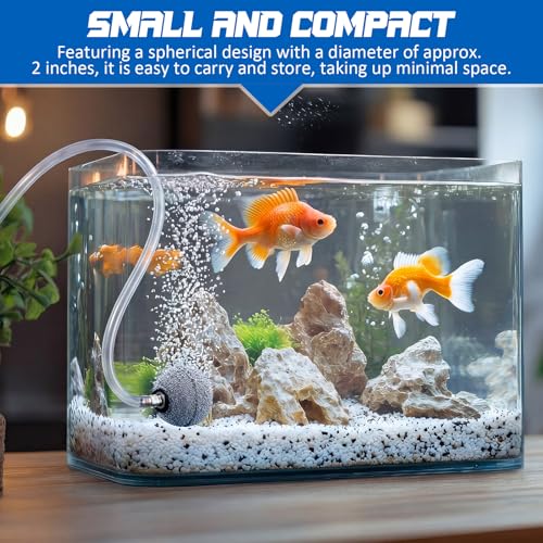 Image of Reginary 20 Pcs Air Stones 2 Inch for Aquariums, Ponds, Hydroponics, Ball Oxygen Bubbler Diffuser Stone Bubble Aerator for Air Pump, Fish Tank, Bucket, and DWC Reservoirs (Grey)