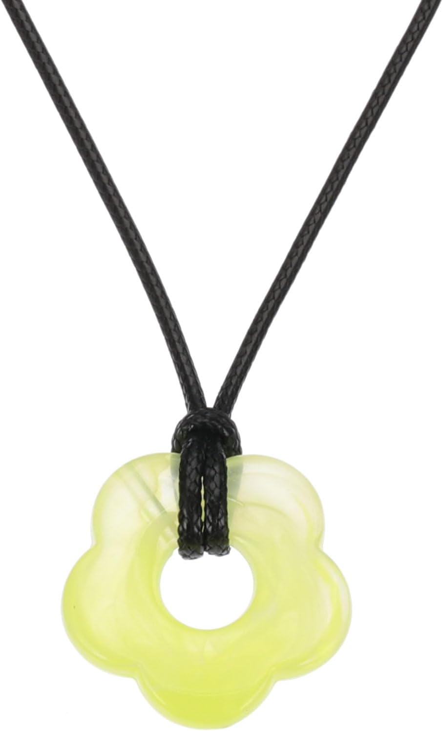 PATIKIL Flower Charms, Acrylic Flower Pendant Necklace Adjustable Chokers String Cord Fashion Accessories for Women Jewelry Decoration, Light Yellow