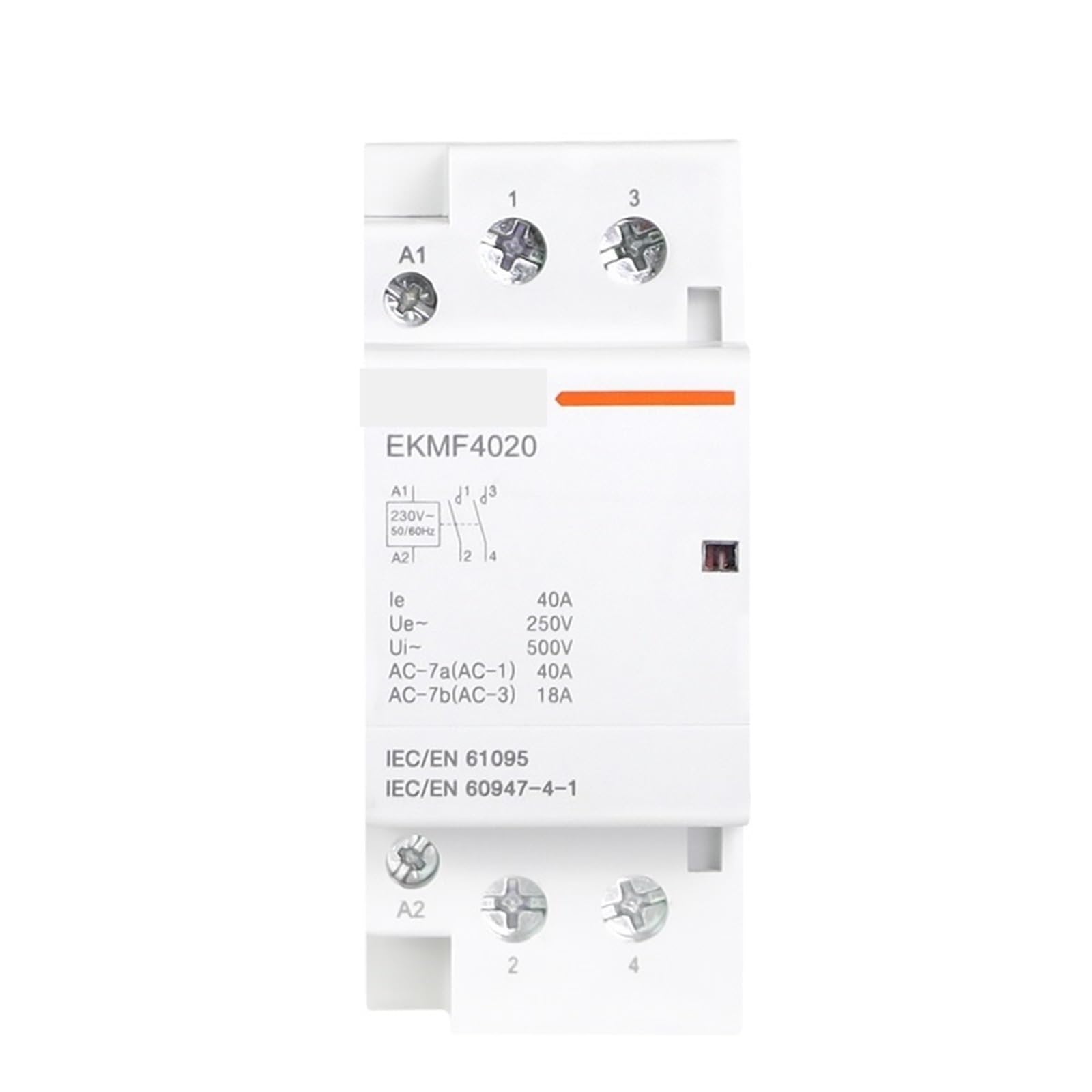 Contacteur modulaire 40A 2NO monophasé 220V sur rail DIN EKMF-4020-230