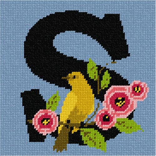 Pepita Needlepoint kit: Letter S Bird Flowers, 7