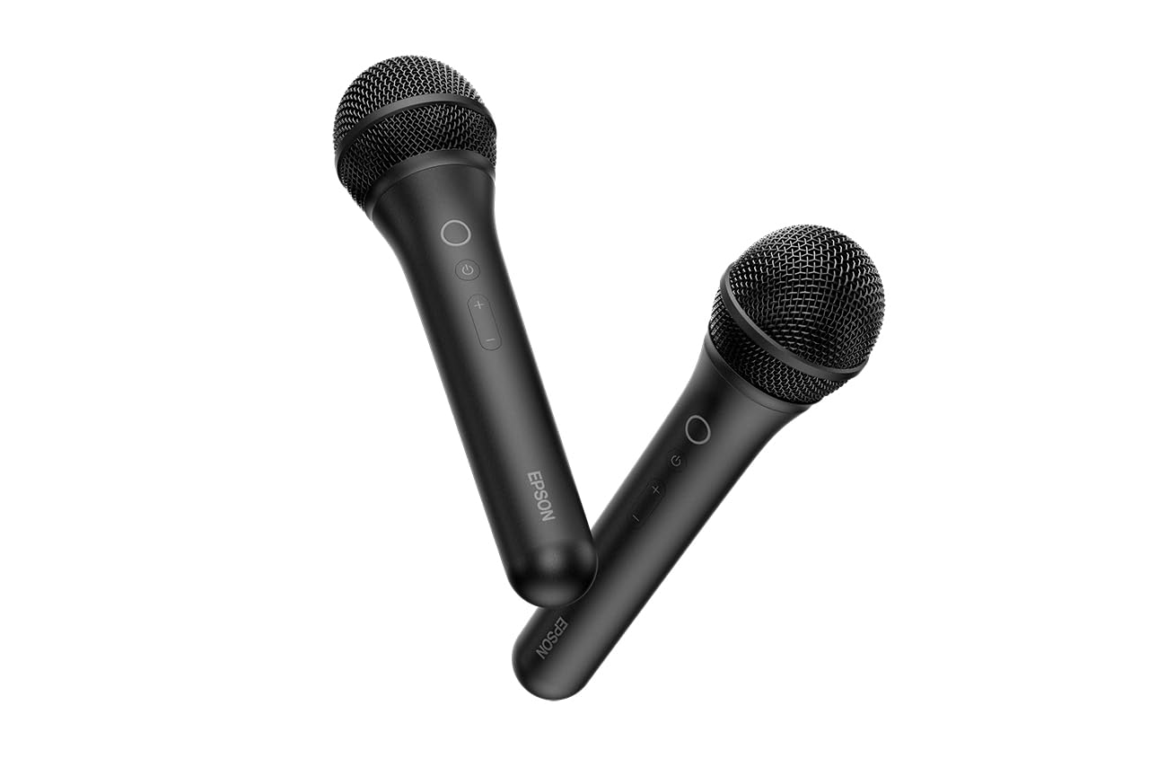 Epson Kabelloses Karaoke-Mikrofonpaar ELPKM01 – Kristallklare Vocals, Sechs Klangmodi, Bis Zu 15 Stunden Ununterbrochene Spielzeit - Kompatibel Lifestudio Smart-Projektoren