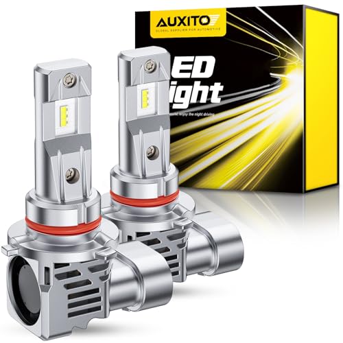 AUXITO 9012 LED Bulb 800% Brighter Ultra-Bright 6500K White Mini Size Wireless Plug and Play Automotive Lighting Pack of 2