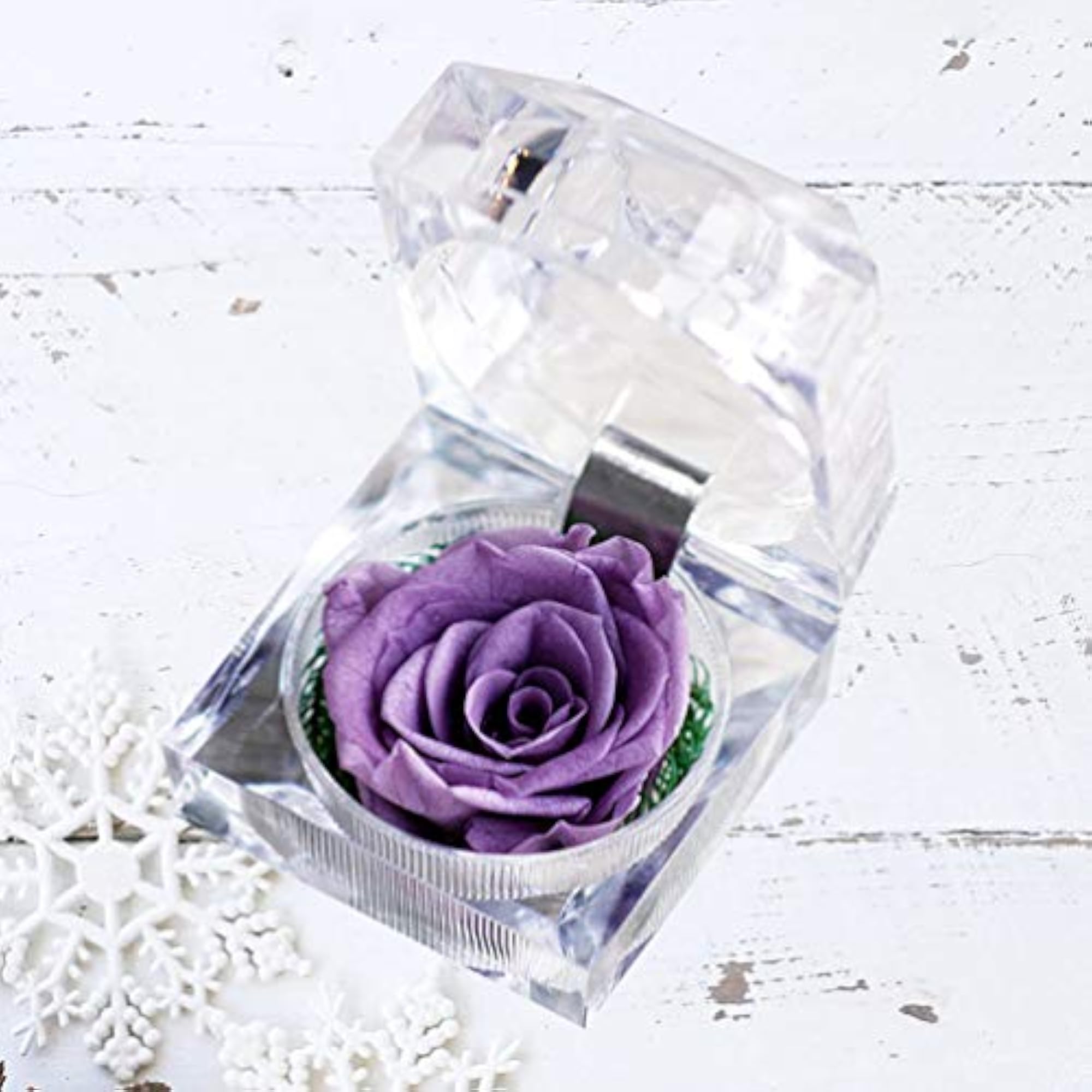 Preserved Eternal Flower Rose with Acrylic Ring Box