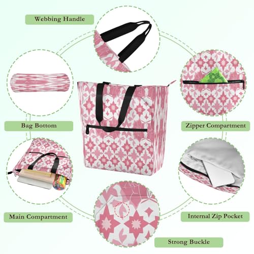 Boho Stripes Tote Bag,Large Capacity Handbag with Zipper Perfect for School,Travel,Shopping3