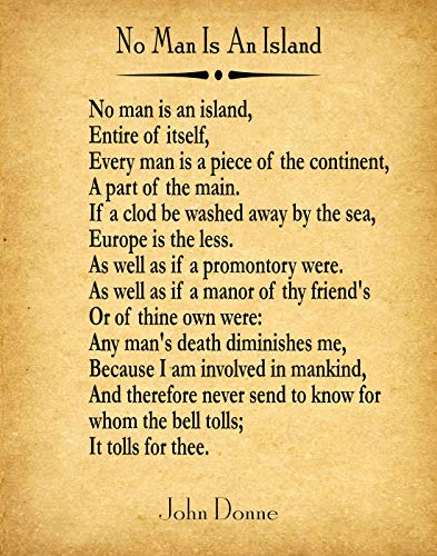 John Donne poster poésie No Man is an Island art mural philosophique et littéraire blanc
