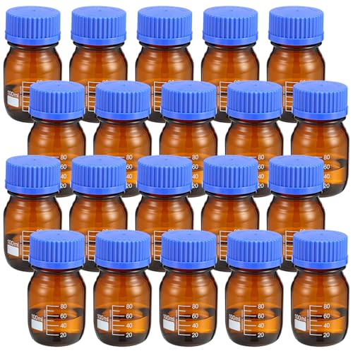 Kingdder 100 ml amber glass bottles with screw caps