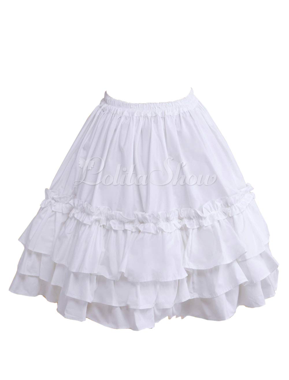 Antaina Blanca Encaje Volantes Sweet Kawaii Vintage Victoriana Lolita Princesa Longitud de la Rodilla Midi Plisada Falda