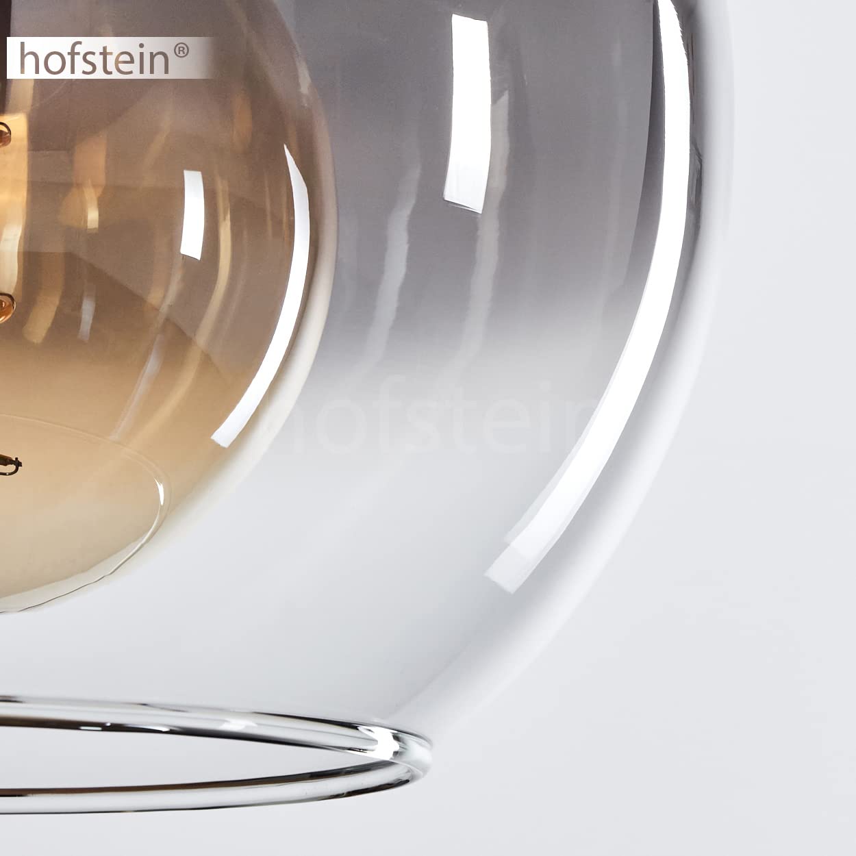 Hanglamp Koyoto, metaal/glas hanglamp, zwart/smoke/clear, 3-lamps lamp in vintage/retro design met glazen kappen ( 15cm/20cm/25cm), max. hoogte 146,5 cm, E27, zonder gloeilamp