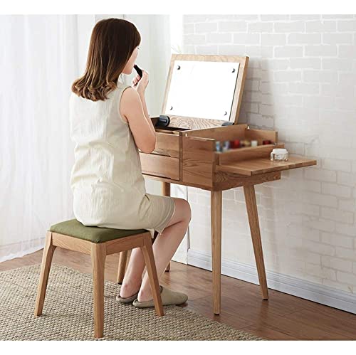 Taburete de tocador de madera maciza marrón para dormitorio estilo ins elegante 3