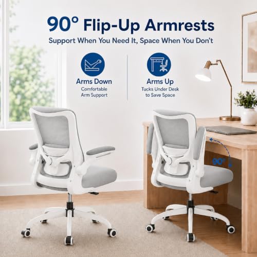 Image of Ergonomic Office Chair for Long Hours, Adjustable Padded Lumbar Support for Lower Back Relief, 330 lb Capacity, Comfortable Computer Desk Chair for Home Office, Work & Study
