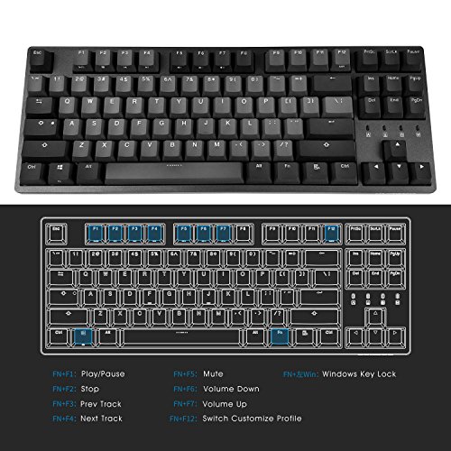 Image of DURGOD Taurus K320 TKL Mechanical Keyboard | 87 Keys Tenkeyless | USB C Wired | Doubleshot PBT Keycaps | Programmable Keys | NKRO Rollover | Windows & Mac | Cherry MX Red, Space Grey