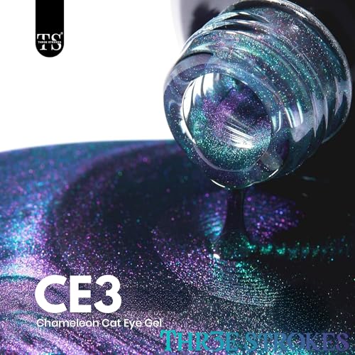 Image of THR3E STROKES 9D Glitter Cat Eye Gel Magnetic Shimmery Finish Nail Polish Art Manicure DIY at Home Soak Off UV Gel 7.5ML (CE3, 7.5ML)
