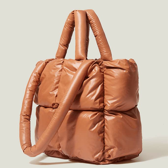 Image of Puffer Shoulder Bag for Women Mini Down Satchel Hobo Bag Quilted Tote Bag Chic Purses 2024