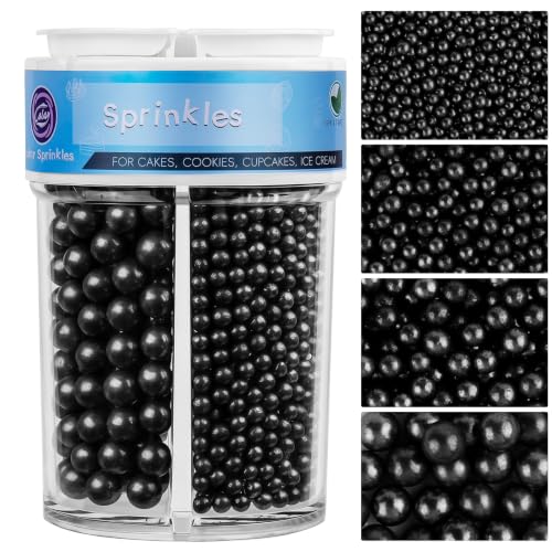 Image of Sprinkles for Cake Decorating, 7.8oz Black Pearl Sprinkles Mix for Luxurious Party Cake Cupcake Cookie Baking Ice Cream Decorations