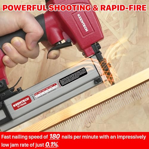 Image of KEENTECH Pneumatic Pin Nailer 23 Gauge, Pin Nail Gun with 2160pcs 5 /32 inch to 1 inch Pin Nails, Headless Air Micro Pinner with Exceptionally Low Jam Rate for Cabinets, Interior Decoration, Windows, Crafts