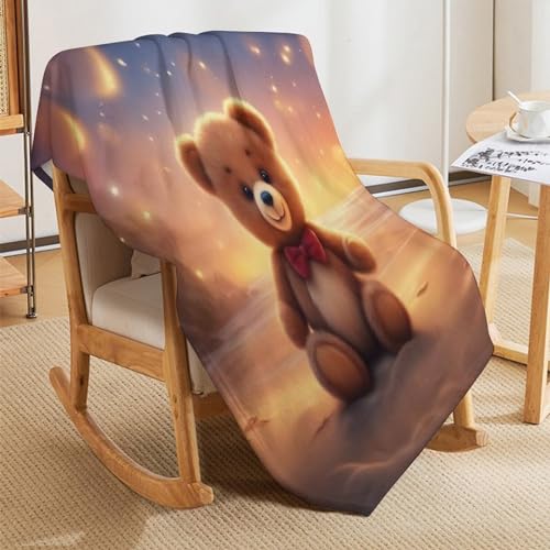 Couverture flannel polaire ours douce 100x130cm pour canapé - 5