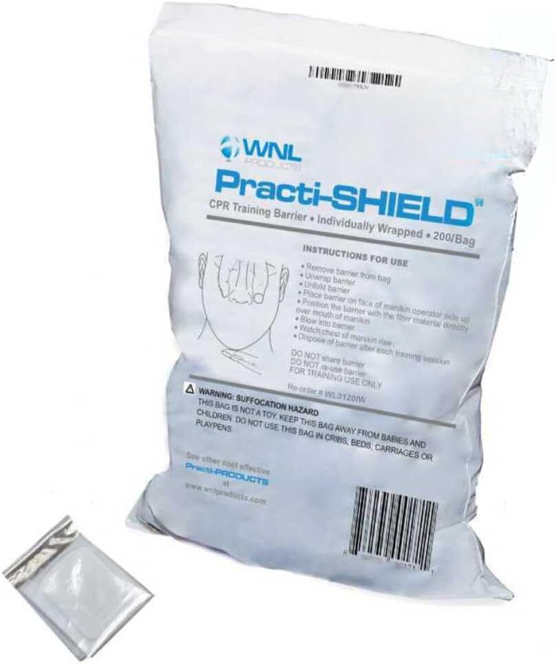 - WNL Products WL3120IW CPR Practi-Shield Manikin Training Protectors Individually Wrapped - 200 Shields