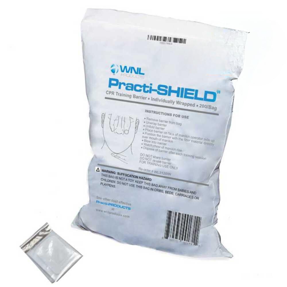 WNL Products WL3120IW CPR Practi-Shield Manikin Training Protectors Individually Wrapped - 200 Shields