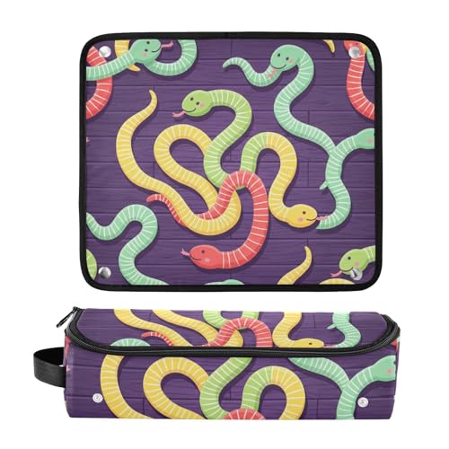 Bolsa de viaje para herramientas de cabello para mujer con tapete resistente al calor removible, soporte para rizadores, planchas y accesorios de cuidado capilar, diseño de serpiente caricatura miniatura 3