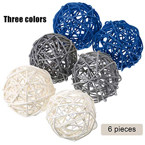 Yaomiao 6 Pieces Wicker Rattan Balls Decorative Orbs Vase Fillers For Craft thumb #2
