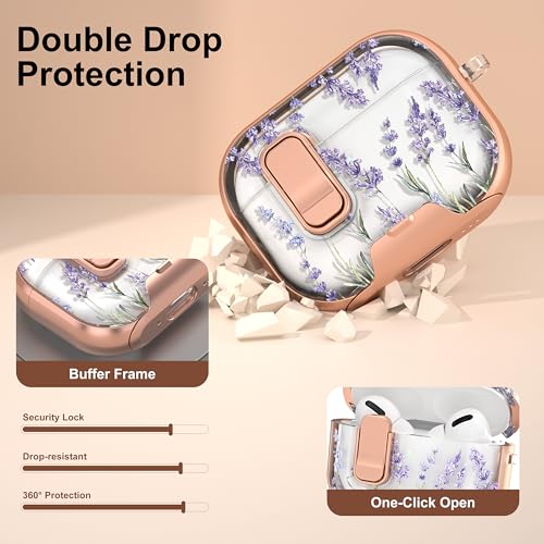 Image of for Apple AirPods Pro 3 Case 2025 with Safety Lock & Foldable Phone Stand | Double Drop Protection,Two-Piece Design, Airpod Pro 3 Case with Keychain & Cleaner Kit, Support Wireless Charging, Lavender