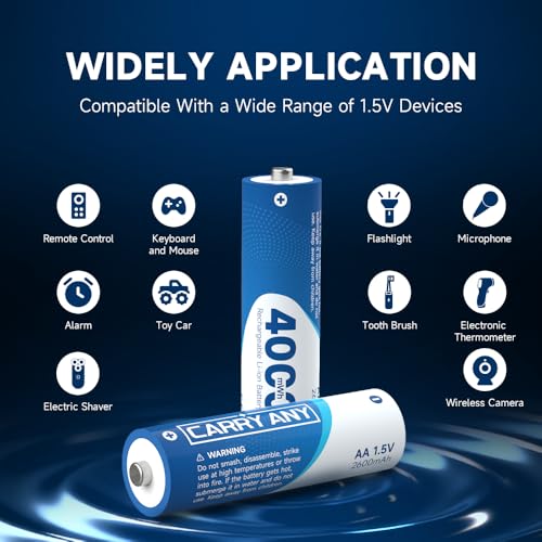 Image of Rechargeable Batteries Lithium 12 Pack,1.5V 4000mWh High Capacity Rechargeable AA Battery, Li-ion Doubel A Batteries for Blink Outdoor Camera