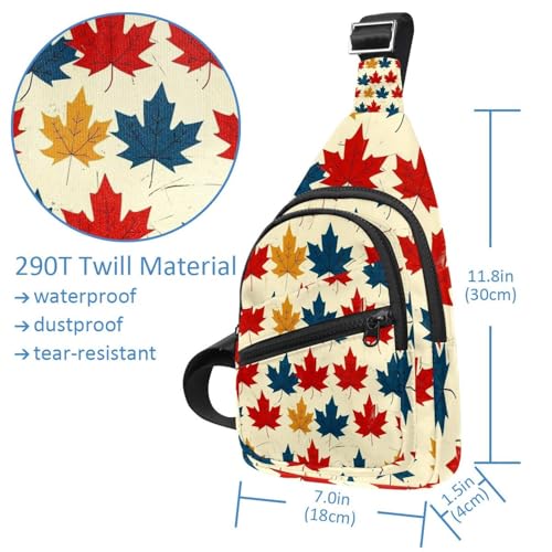 Mochila cruzada de hoja de arce multicolor ajustable para running y viaje 4