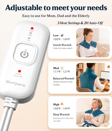 Image of Comfytemp Heating Pad for Back Neck Shoulders, Weighted Electric Heated Pad