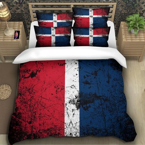 Housse de Couette Drapeau Dominicain Microfibre Linge de lit 3D - 5