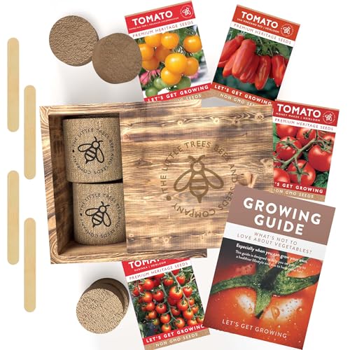 Grow Your Own Tomatoes Box - 4 Heirloom Seed Varieties Included in This Grow Your Own Tomato Kit – Complete with Growing Pots and Soil – Great Gift for Father’s Day, Birthday, Christmas