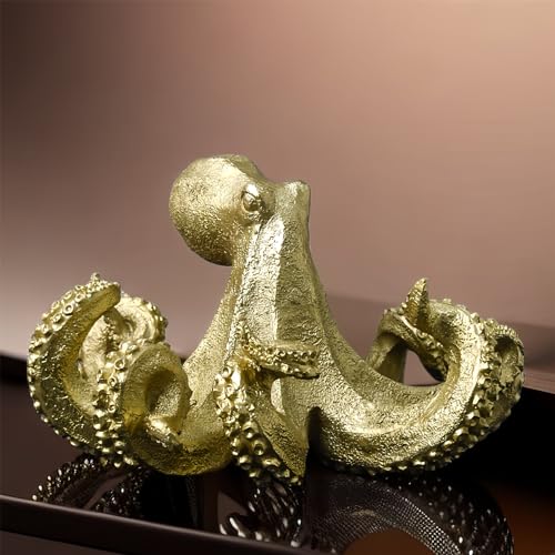 Estatua de pulpo vintage dorada de resina miniatura 3