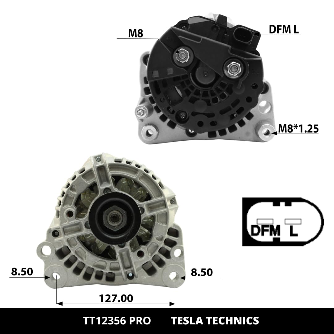 TESLA TECHNICS TT12353 PRO Lichtmaschine 12V, 140A. Kompatibel Mit VW
