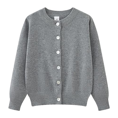Boys Girls Knit Button Cardigan Round Neck Long Sleeve Single Breasted Sweater Solid Fall Warm Coat for Kids