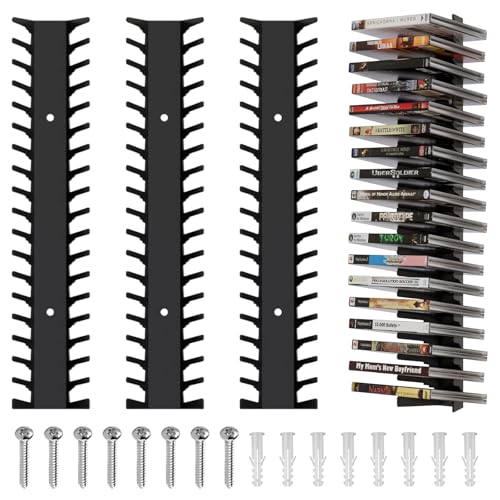 Image of Dwlhap 4 Packs Video Game Storage Wall Mount, Heavy Duty Metal Game Case Holder for PS5 PS4 Xbox Switch, Media Shelves Organizer Holds Up to 72 Discs