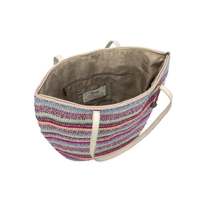 Image of The Sak Faye Tote Bag - Hand Crochet Women's Purse For Everyday & Travel - Handbag With Zipper Pocket & Shoulder Straps