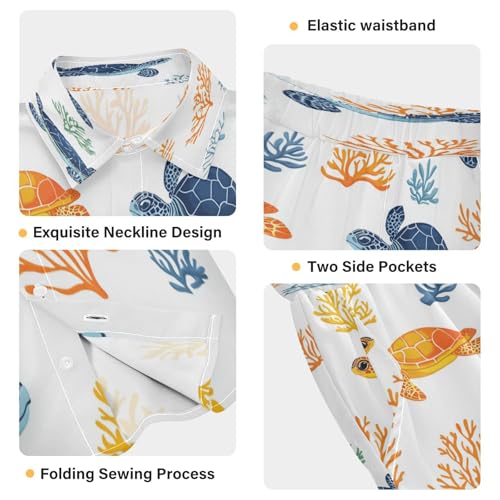 Boccsty Colorful Turtles Sea Animals Boy Summer Shorts Sets Hawaiian Toddler Boys T-Shirt & Pants 2 Pcs 3T4