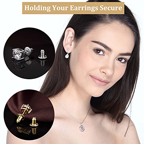 Delecoe 14K Gold Bullet Locking Earring Backs For Diamond Studs,925 Sterling Silver Hypoallergenic Replacements Backings For Pierced Earrings, 2 Pairs 6Mm #TOP3