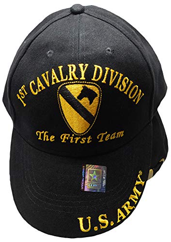 mws U.S. Army 1st Cavalry Division The First Team Embroidered Black Baseball Cap Hat miniatura 2