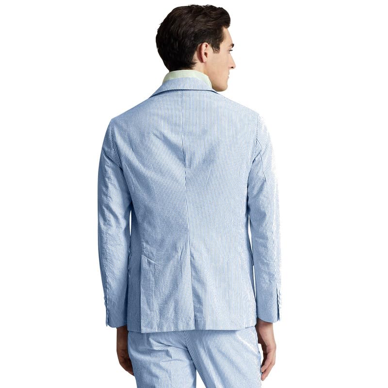 HBDesign 2 Piece Mens Seersucker Summer Suits Grooms Sear Sucker Suit for Beach Wedding Suit Mens Slim Fit 2 Button Suit2