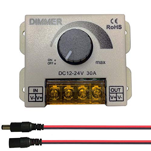 Preisvergleich Produktbild Kabenjee PWM 0~100% LED Dimmerschalter Drehknopf EIN / AUS Schalter mit Feuerhemmende Kunststoffschale,Max 30A Dimmen für LED Streifen Beleuchtung,LED Band Dimmer Controller,DC Motor Drehzahlregler