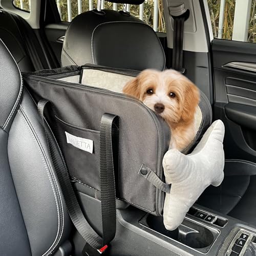 Dalietta Console Dog Car Seat - Small Dog Car Seat - Secure and Comfortable Travel – Plush Padding, Safety Straps and Non-Slip Bottom - Black, Standard