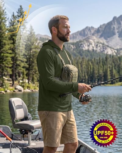 Image of FISHEAL Men's Camo Fishing Hoodie, UPF 50+ Long Sleeve Sun Protection Shirt