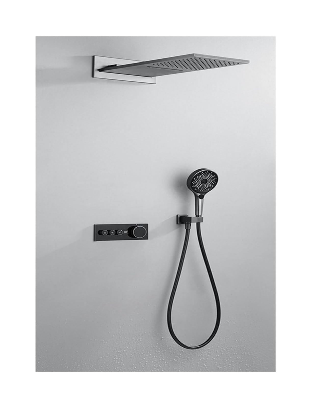 Soywim Gun Gray Shower System, Bathroom Shower Faucet ，Intelligent Digital Display Wall-Mounted Set Black，Rose Gold Copper Concealed Constant Temperature(Gun Gray)