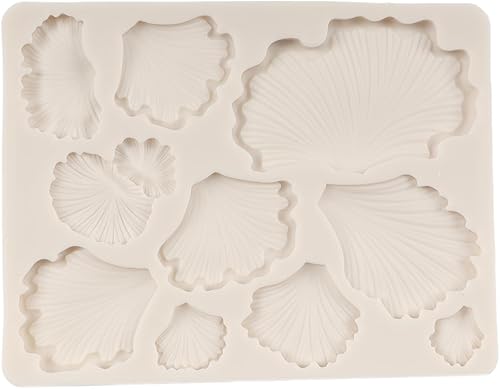 Miniatura 5 de QDMOLDS Moldes de hongos para fondant, moldes de silicona para hongos, moldes de chocolate con hojas de ginkgo biloba para decoración de pasteles,