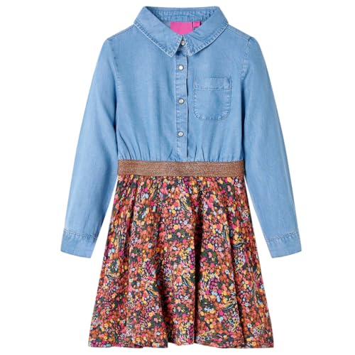 vidaXL Kinderkleid mit Langen Ärmeln Umlegekragen Kinder Kleid...