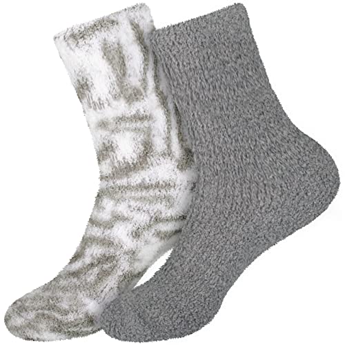 Image of BambooMN Women's Girl Fuzzy Warm Fluffy Tie-Dye Colorful Fun Crew Socks - 4 Pairs