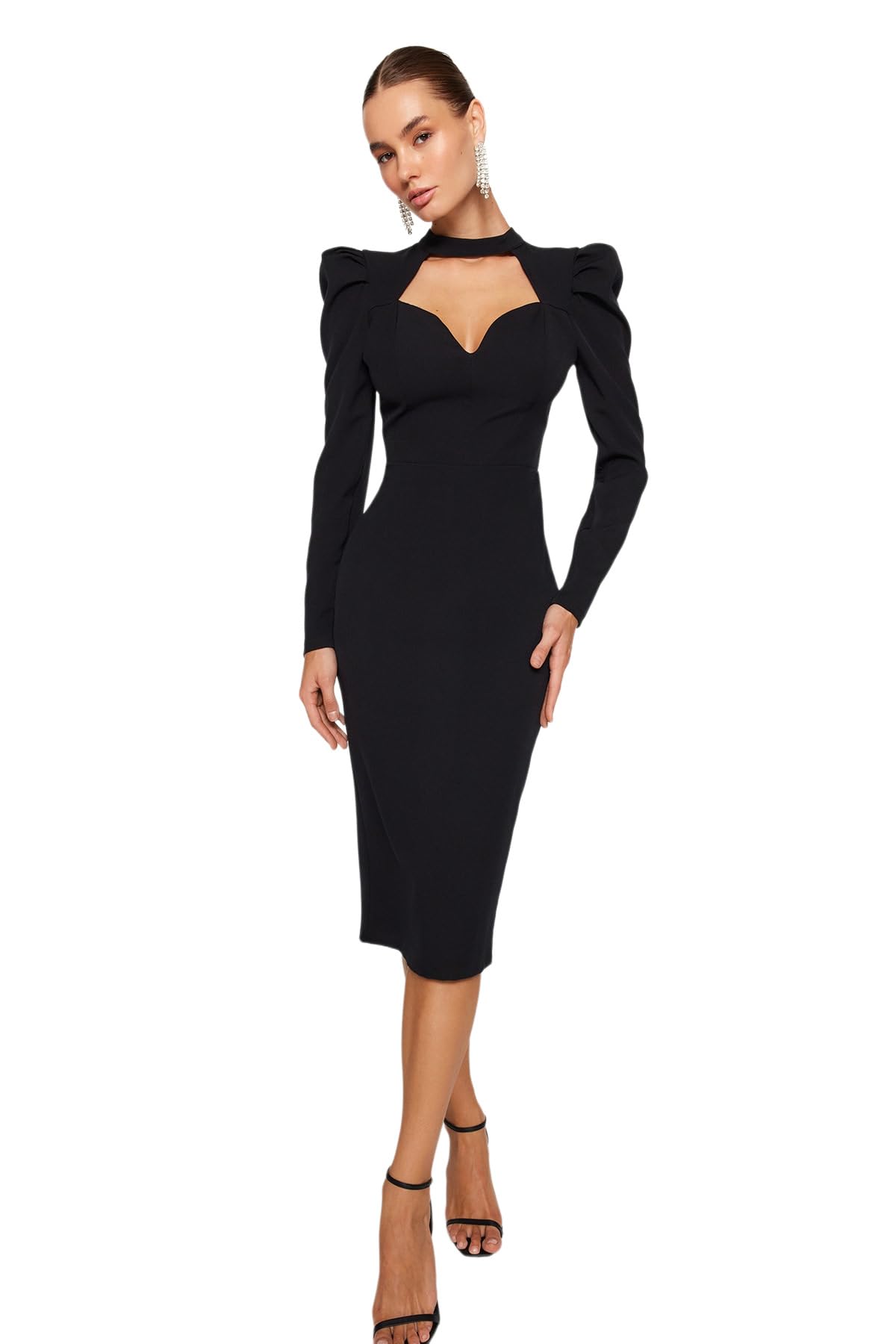 TRENDYOL Tpraw24el00004 Vestido, Negro/Pura alegría, 34 Mujeres